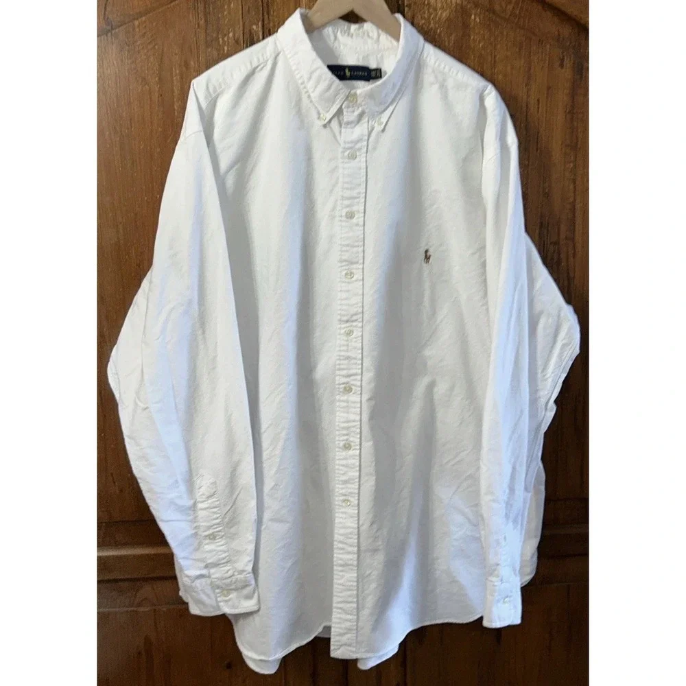 Mens Polo Ralph Lauren White Long Sleeve Oxford Shirt Sz 3XLT Tall